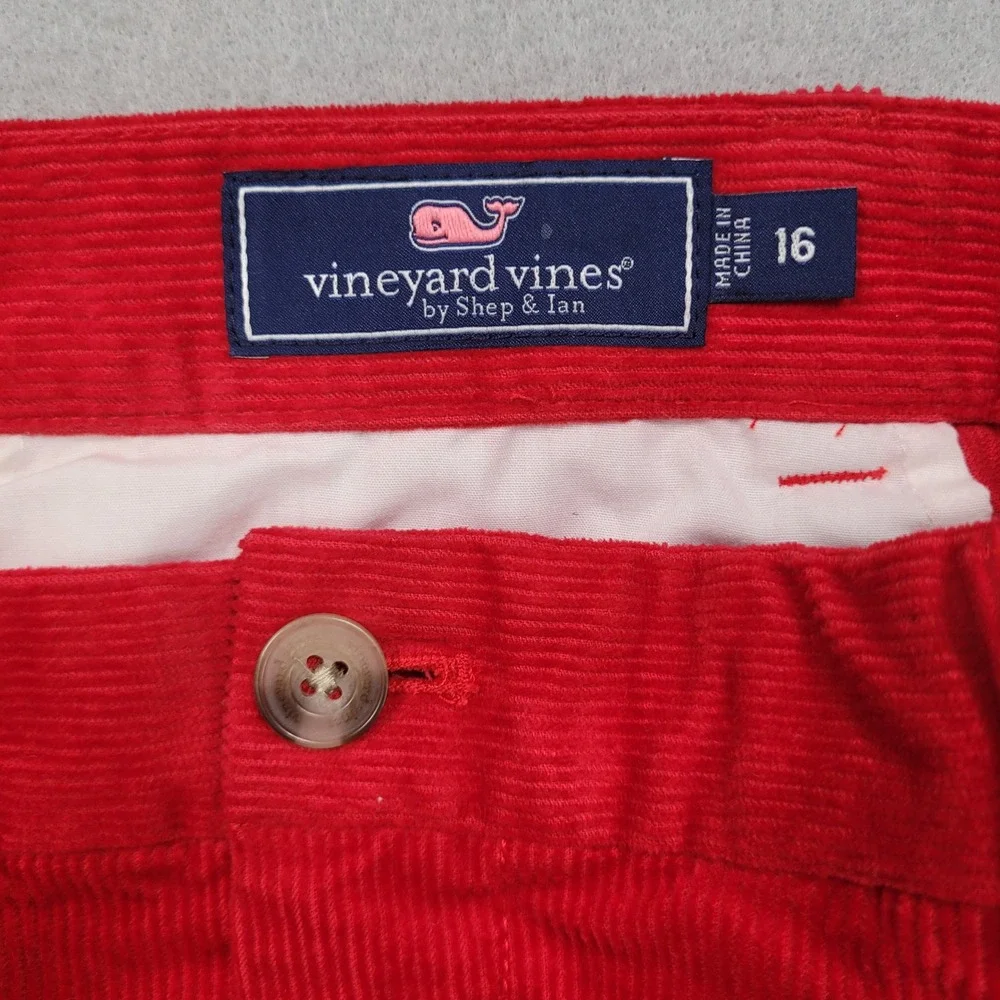 Vineyard Vines Boys‎ Red Corduroy Pants Size 16 Preppy Straight Leg Holiday